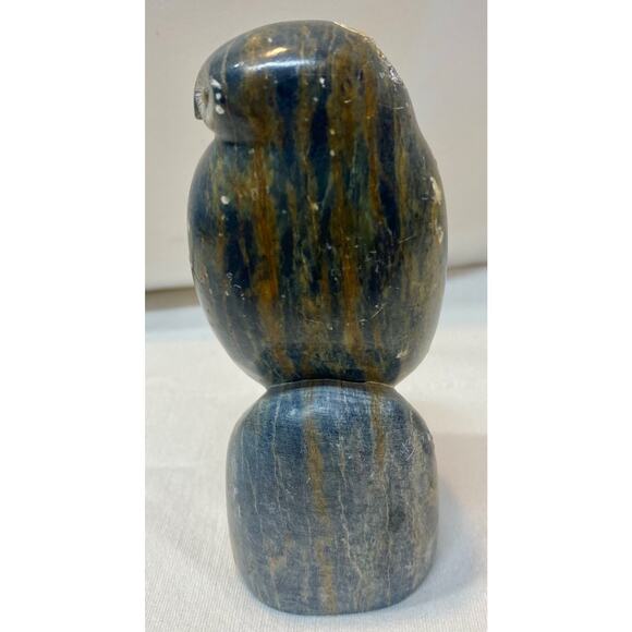 Large Native Chippewa Carved Stone Owl Sculpture By Chuck Poupart - Picture 8 of 15